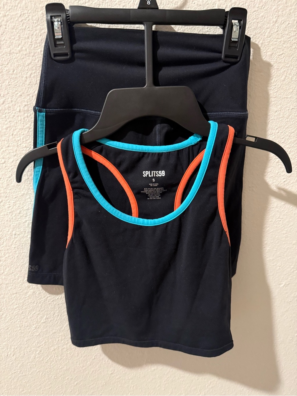 Splits59 Black Racerback Tank with Teal and Orange Trim